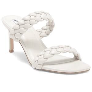 Steve Madden White Prema Braided Sandal heels size 9